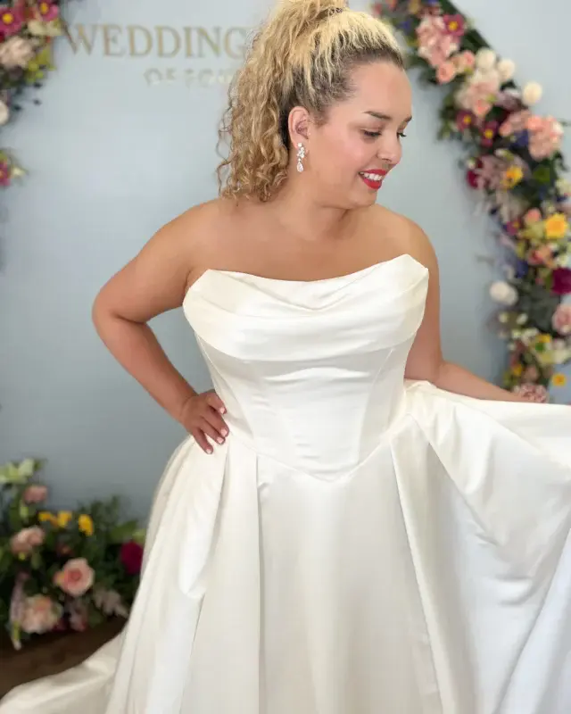 NEW ARRIVAL ✨
Satin dreams have officially landed…

We are swooning over this timeless beauty! With its luxurious satin finish, flattering pleated corset v shaped bodice, and dramatic skirt, this gown is pure elegance from every angle. Perfect for our brides who love a classic look with a modern twist.

Come and try her on at Wedding Bells of Four Oaks – she’s even more stunning in person! 

#NewArrival #SatinWeddingDress #BridalStyle #ClassicBride #WeddingDressShopping #WeddingBellsOfFourOaks #corsetweddingdress #weddingdresswithcorset #newweddingdress #ballgownweddingdress #alineweddinggown #2026bride #2026wedding #2027bride #2027wedding #weddingdresswithpockets #weddingdressideas #weddingdressinspo #weddingdressuk #weddingdressshopping #weddingdressshop #sayyestotheaddress